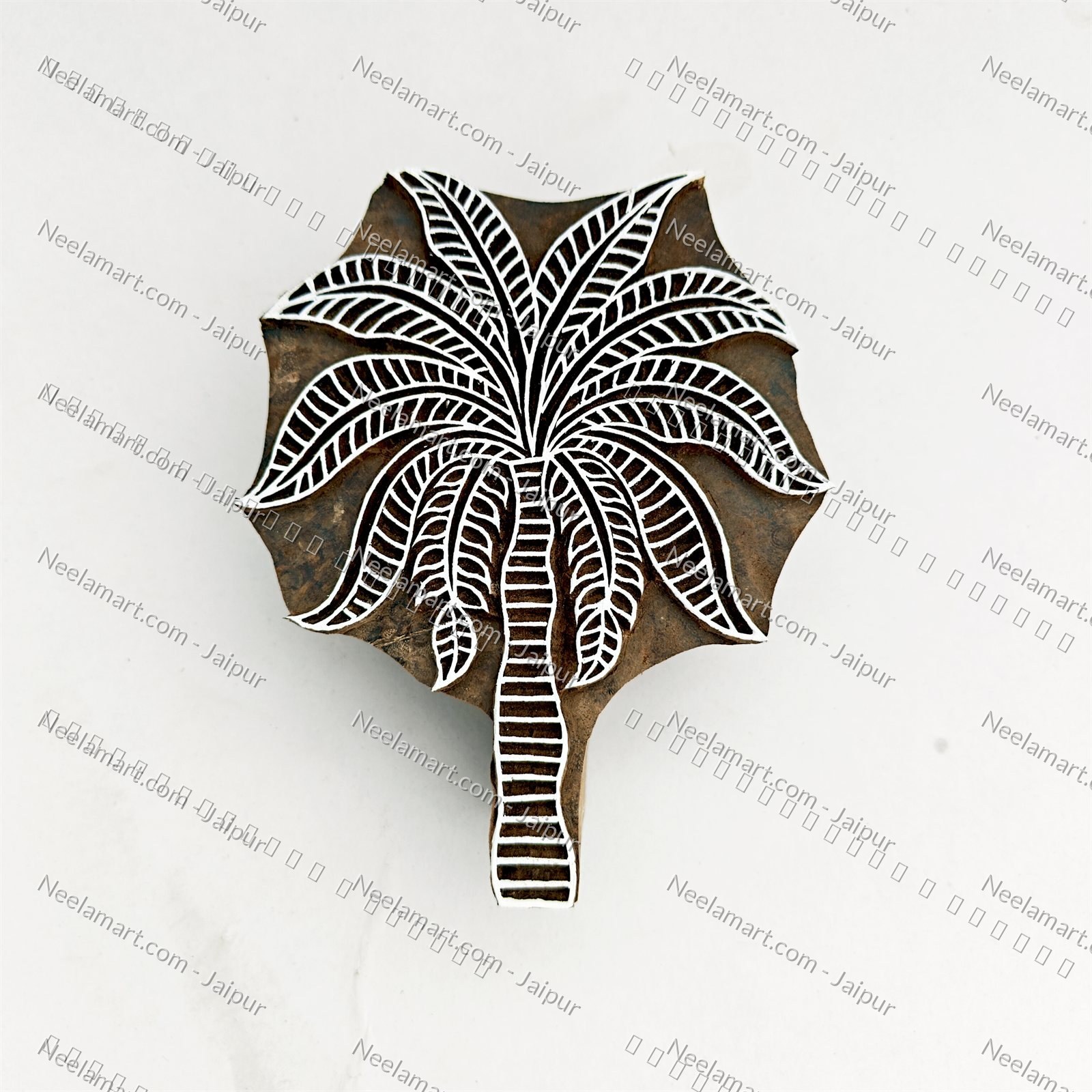 Intricate Palm Tree Wooden Block printed impression